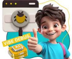 Тестирование & Vibe Debug. Охотники за багами - КИБЕРшкола программирования для детей, компьютерные курсы для школьников, начинающих и подростков - KIBERone г. Новая Москва